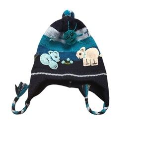 Kids Blue Animal Knit Hat